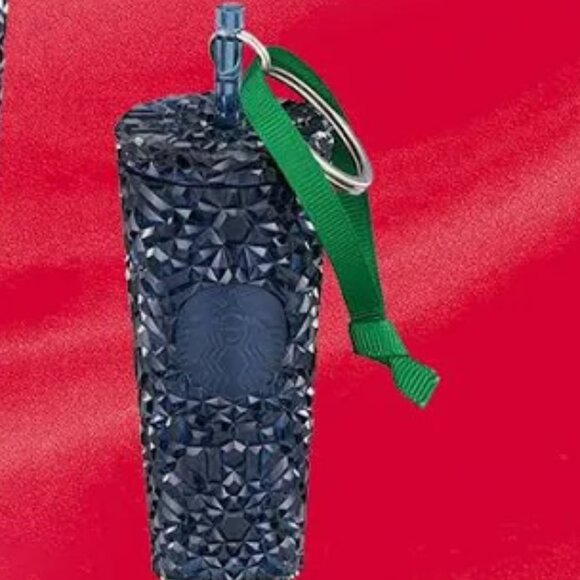 Starbucks Navy Blue [Jeweled] Starbucks 2024 Cold Cup Ornament Keychain NIB - Picture 7 of 7